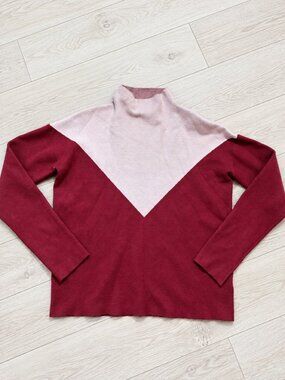 Cynthia Rowley Mock Neck Chevron Colorblock Sweater Medium